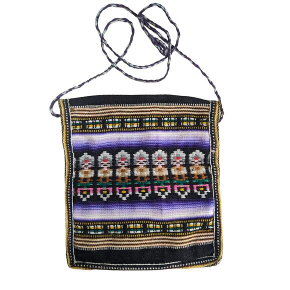 Woven Folk Peruvian Alpaca Wool Purple Ombre Crossbody Purse - Picture 1 of 4